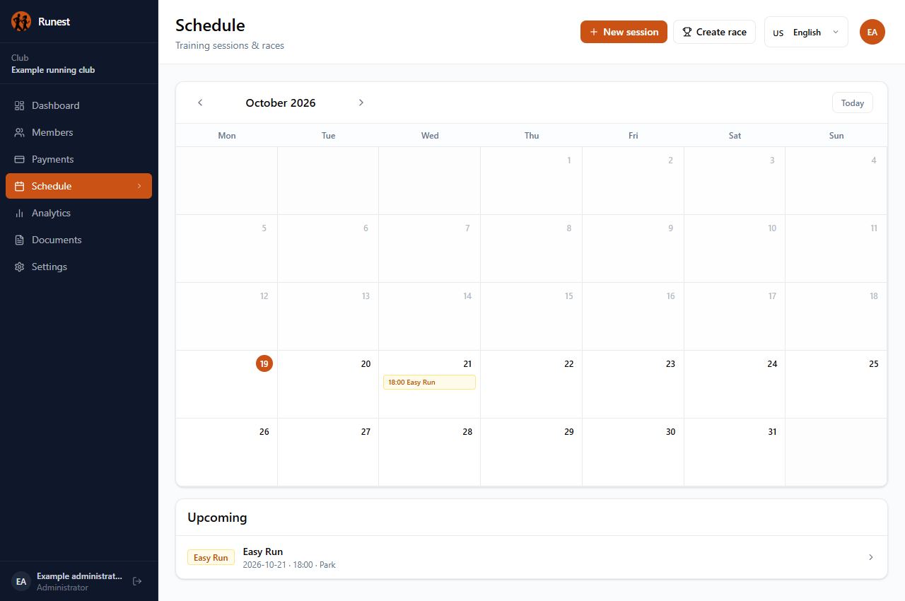 Your next training session, organised